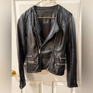 Blank NYC Black Faux Leather Jacket with Silver Accents